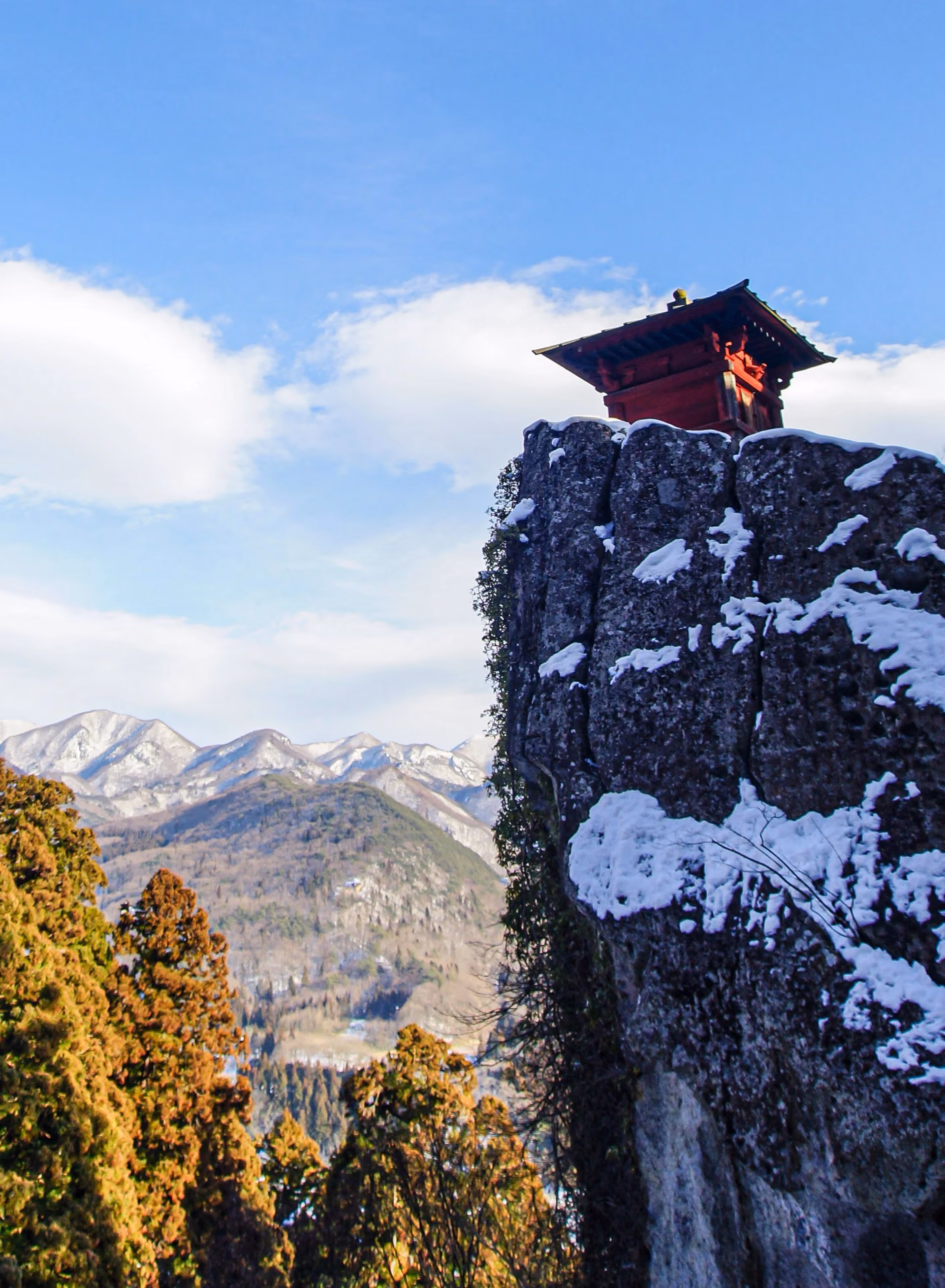 The Nokyodo in winter, Yamadera Risshakuji, Yamagata