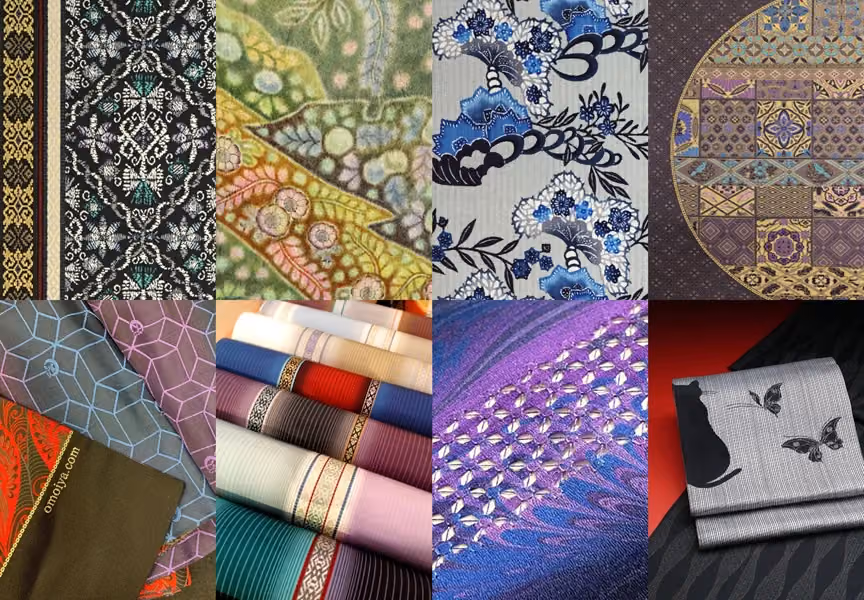 Kimono and obi cloth from the makers