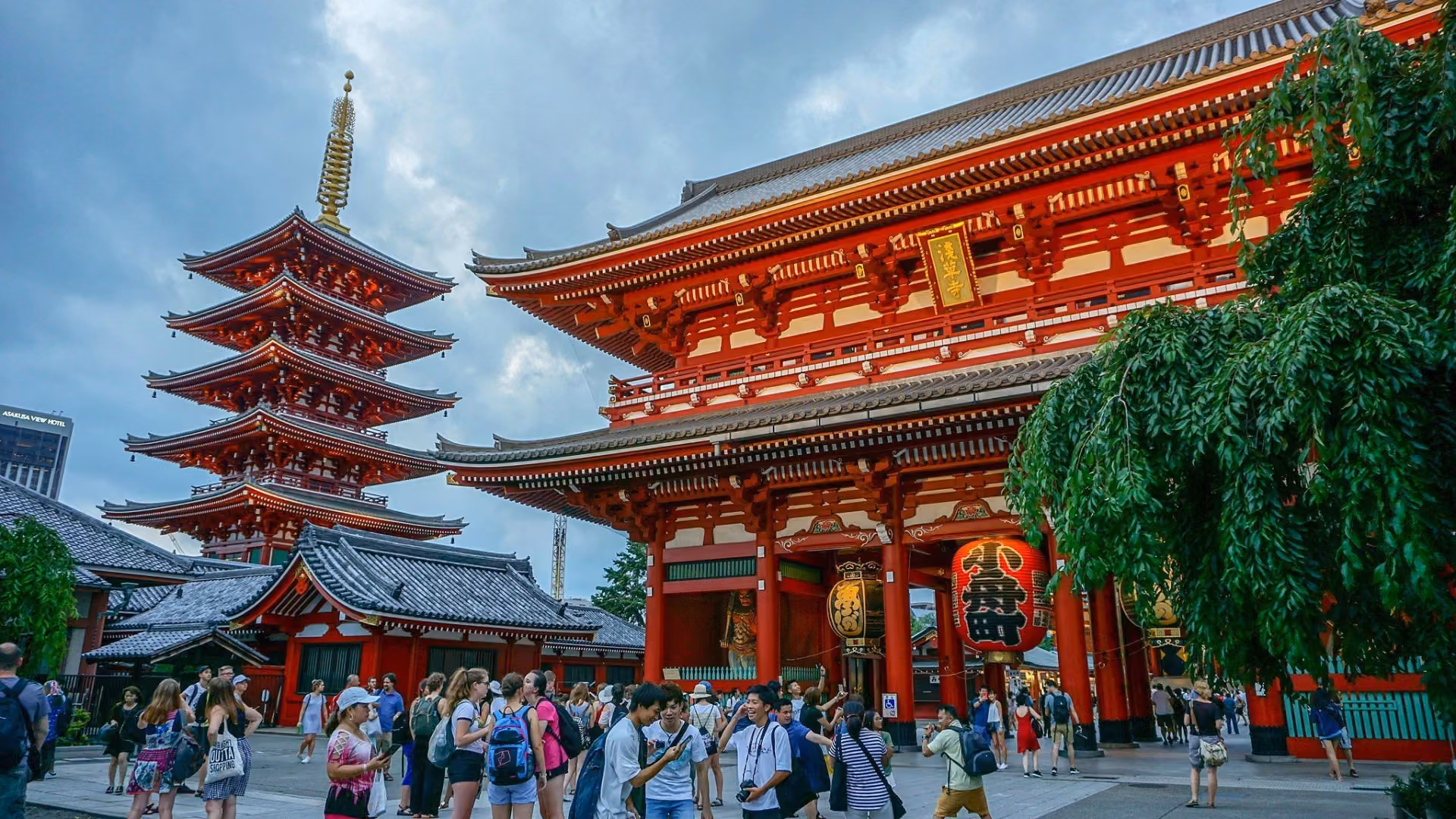 Hozomon Gate and Five-storied Pagoda of Senso-ji Temple