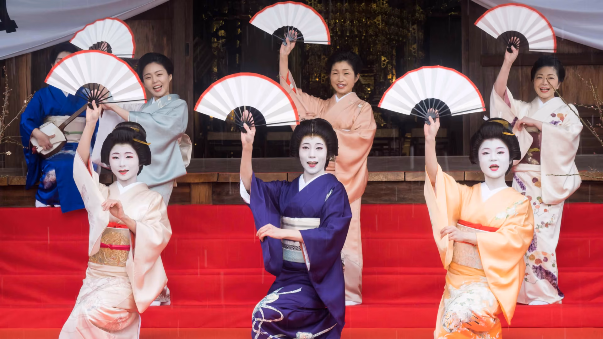 Dance performance by the Yokohama Geisha Group at the Sugita Plum Festival, Myohoji Temple