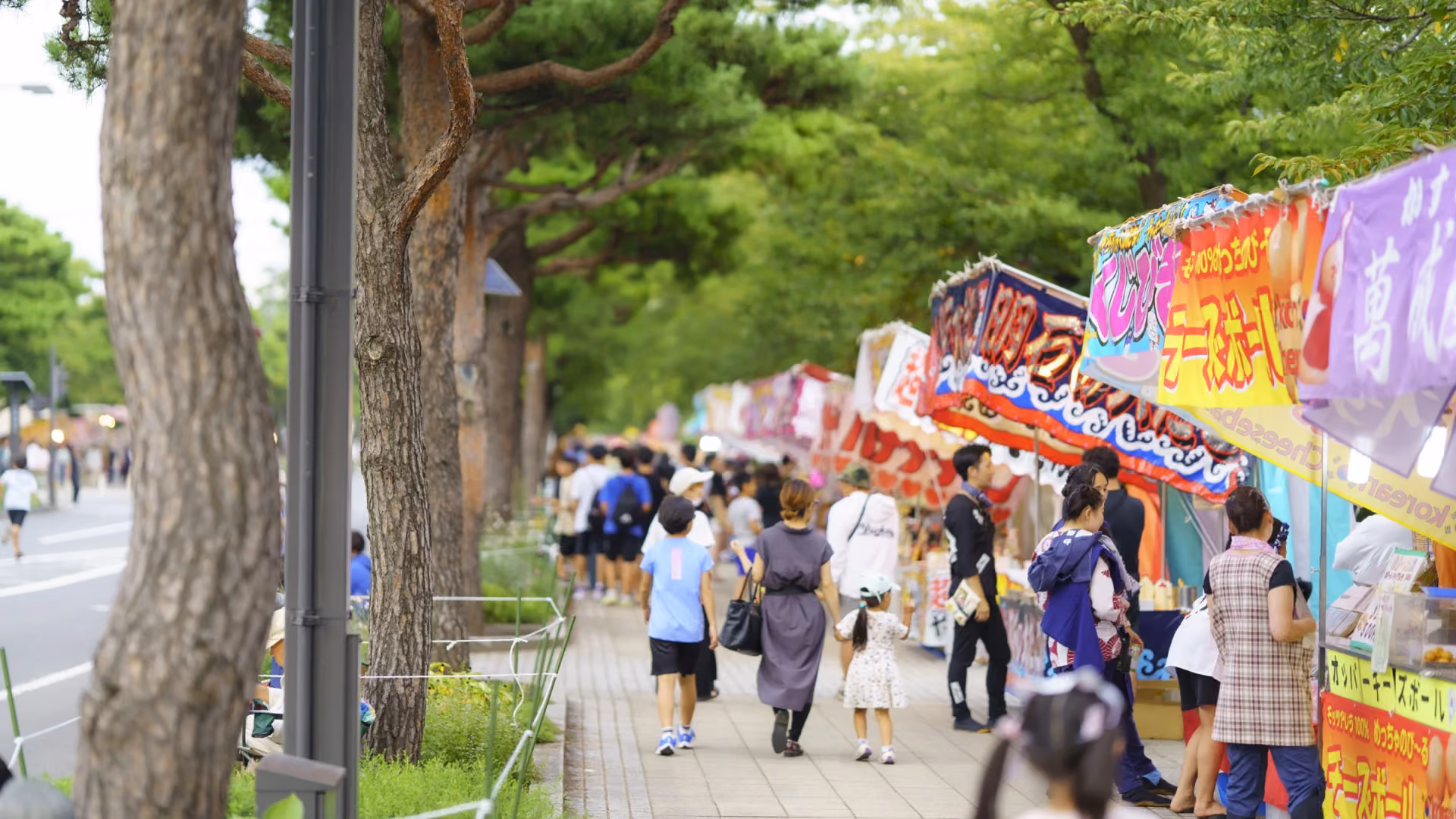 Food stalls along the avenue, Towada